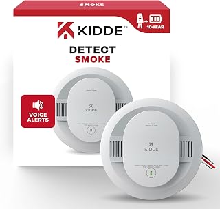 Kidde Smoke Detector, Hardwired & 10-Year Battery Backup, 20SA10-V, 1 Pack | Voice Alerts, Wired Interconnect Capability, LED Status Lights, & Loud 85 dB Alarm, Ideal for Homes and Apartments