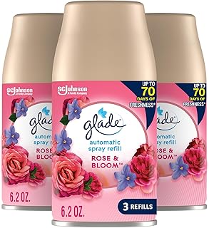 Glade Automatic Spray Refill, Air Freshener for Home and Bathroom, Rose & Bloom, 6.2 Oz, 3 Count