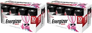 Energizer MAX C Batteries, Premium Alkaline C Cell Batteries, (8 Battery Count), (Pack of 2)