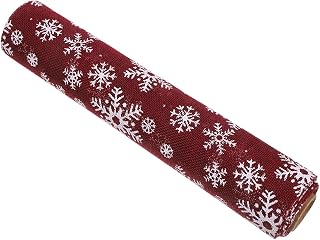 Christmas Table Runner Snowflake Pattern 28x270cm Burgundy Linen-Like Fabric Holiday Party Dining Decoration Seasonal Festive Tablecloth