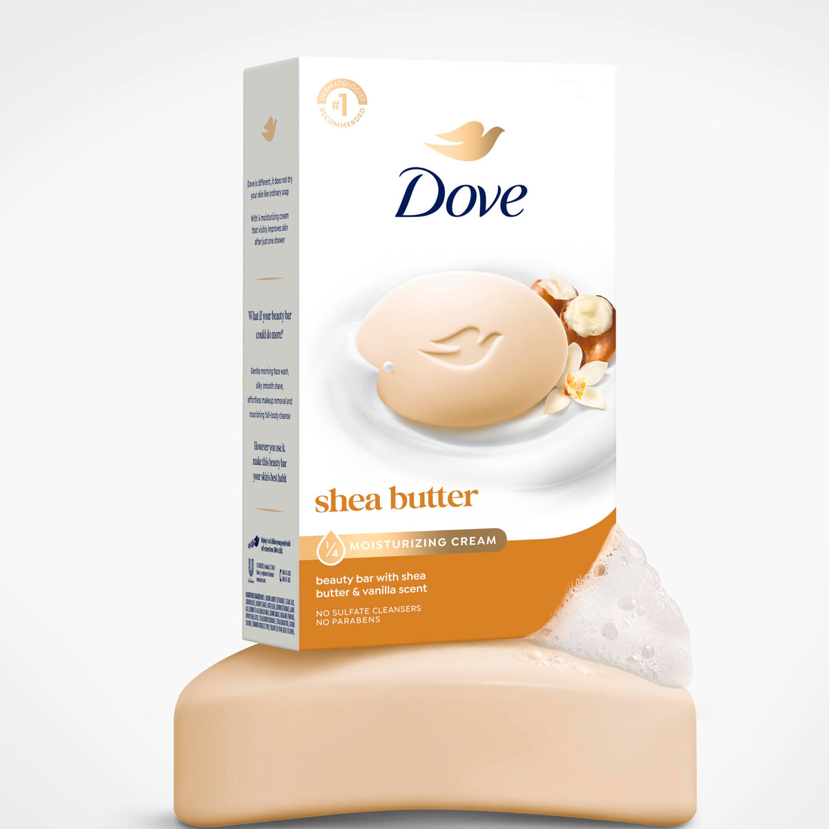 Shea Butter Beauty Bar Soap 8 Count by Dove – 3.75 Ounce (Pack of 8), White, Pack of 8, Model 011111076273