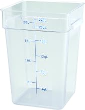 Winco 22 qt Clear Square Plastic Storage Container with Handles