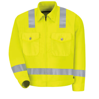 Men's Hi-Visibility Ike Jacket - Class 2 Level by Red Kap – 38, Brass, Fluorescent Yellow/Green, Model JY32HV RG 38