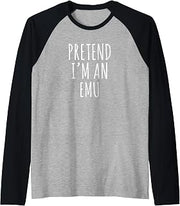 Pretend I'm a Emu Costume Design Raglan Baseball Tee