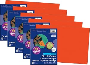 Prang Construction Paper, Orange, 12" x 18", 50 Sheets Per Pack, 5 Packs