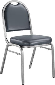 National Public Seating Dome Vinyl Upholstered Padded Stack Chair Midnight Blue, Silvervein