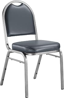 National Public Seating Dome Vinyl Upholstered Padded Stack Chair Midnight Blue, Silvervein