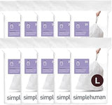 simplehuman Code L 200 Count Custom Fit Liners, Drawstring Kitchen Trash Bags, One-by-One Mess-Free Dispense, Extra Thick & Double Seamed, 50% PCR Plastic, 18 Liter / 4.7 Gallon, White