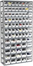 Global Industrial 13 Shelf Steel Shelving with (81) 4" H Plastic Shelf Bins, Stone White, 36x12x72