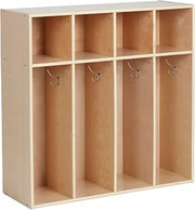 ECR4Kids Streamline 4-Section Toddler Coat Locker with Cubby Storage, Kids Furniture, Natural