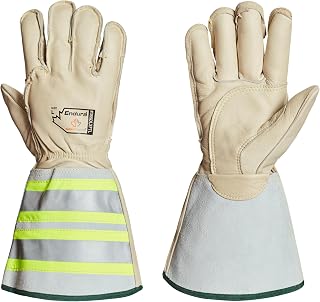 Superior Glove Superior 365DLXFTL Horsehide Leather Deluxe Lineman Glove with Thinsulate Lined and 6" Reflective Gauntlet Cuff, Work, Medium (Pack of 1 Pair)