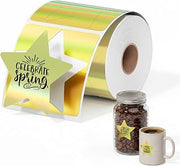 500PCS 3" Golden Star Holographic Thermal Labels, Waterproof