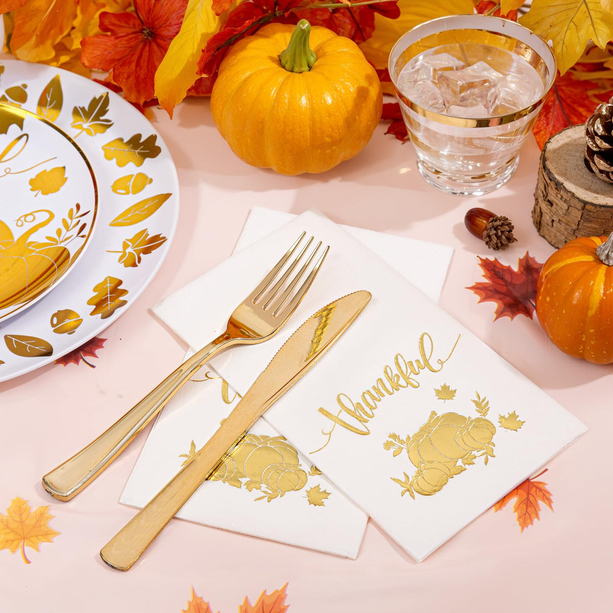 Festiva Thanksgiving Dinnerware Set, 176 Pieces, Pumpkin
