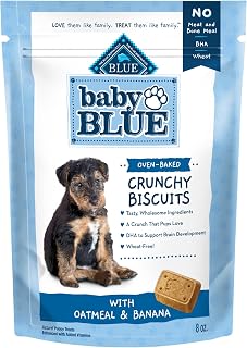 Blue Buffalo Baby BLUE Crunchy Biscuits Oatmeal & Banana Puppy Treats, 8 oz