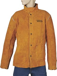 Lincoln Electric KH807L Flame-Resistant Heavy Duty Leather Welding Jacket, Brown, Large