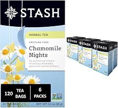 STASH Chamomile Nights Herbal Tea, 120 Bags (6 Boxes of 20), Caffeine Free | Flowery, mellow blend with chamomile, spearmint and lotus-inspired notes, Non-GMO Project Verified and foil-sealed freshness