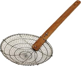 Thunder Group SLSKR108GV Skimmer, 8-1/4" Dia., 19-1/5" Long, Round, fine mesh Wire, Riveted Bamboo Handle, Galvanized Steel