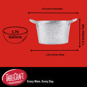 Galvanized Collection Oval Beverage Tub by Tablecraft – 1.75 gallons, Stainless Steel, Silver, Model GT159