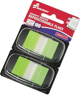 AbilityOne Self-Stick Repositionable Flags, Bright Green 7510-01-399-1152: Package, 50 Item(s)