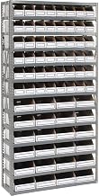 Open Bin Shelving w/13 Shelves & 72 White Bins by Global Industrial – 12"L x 36"W x 73"H, Alloy Steel, Grey, Model 235006