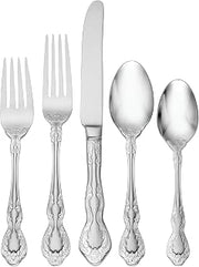 Oneida Mandolina 65-Piece Flatware Set, Service for 12 | mirror finish, dishwasher safe | includes serving spoons and utensil set | cutlery set, wedding silverware