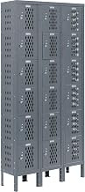 Global Industrial Heavy Duty Ventilated Steel Locker, Six Tier, 3-Wide, 12x12x12, Unassembled, Gray