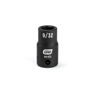 1/4" Drive 6 Point Standard Impact SAE Socket 9/32" by GEARWRENCH – 0.906 in, Chrome Molybdenum Steel, Black, Model 84103