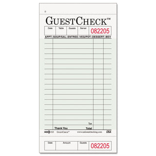 Guest Check Pad with Stub