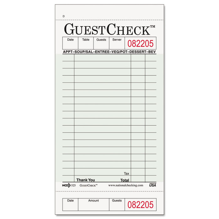 Guest Check Pad with Stub