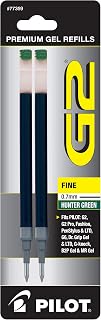 Pilot, G2 Gel Ink Refills, Fine Point 0.7 mm, Hunter Green, Pack of 2