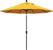 California Umbrella 9' Round Aluminum Market Umbrella, Crank Lift, Push Button Tilt, Bronze Pole