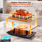 Gouka Electric Warming Tray, 4-Panel Buffet Server, Black