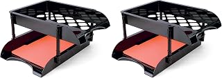 Officemate Unbreakable High Capacity Trays, Set of 2, Black (21072) (Pack of 2)