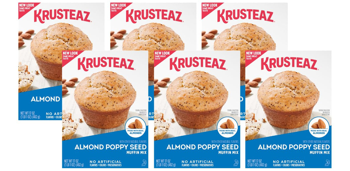 Krusteaz Almond Poppy Seed / 17 Ounce (Pack of 6) / 6 Muffins & Quickbreads
