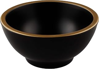 Elite Global Solutions B245060-GLDB Round Bowl, 6" Dia. x 3" h., Melamine, Black w/Gold Decal (Pack of 6)