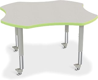 Jonti-Craft Berries 6453JCM130 Four Leaf Activity Table - 42" X 42", Mobile - Freckled Gray/Key Lime/Gray