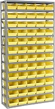 Global Industrial 13 Shelf Steel Shelving with (60) 4" H Plastic Shelf Bins, Yellow, 36x12x72