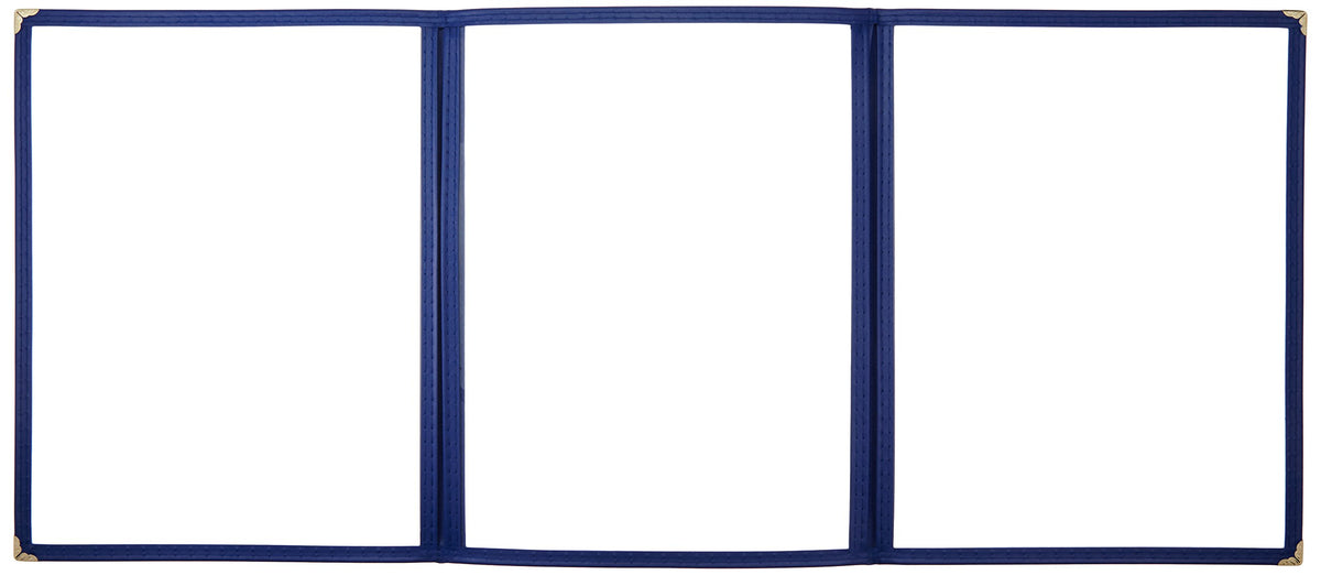 Winco 12" x 9.5" / Triple / Blue Menu Covers