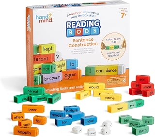 hand2mind Reading Rods Sentence Construction, Sentence Building for Kids, Parts of Speech Linking Cubes, Learn to Read Toys, Reading Tools for Kids, Science of Reading Manipulatives