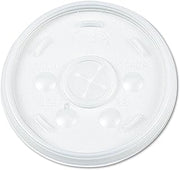 DART Straw Slotted Plastic Lids in White for 32 oz Hot / Cold Foam Cups