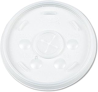 DART Straw Slotted Plastic Lids in White for 32 oz Hot / Cold Foam Cups