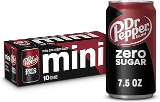 Dr Pepper Zero Sugar Soda, 7.5 fl oz mini cans, 10 pack