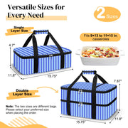 Coobiiya Insulated Casserole Carrier, Fits 9 x 13 Inch Dish, Single Layer Stripes