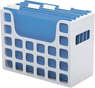 Pendaflex Desktop File with 5 Blue Letter Size Hanging File Folders - Portable File Organizer w/Tabs & Inserts - 12 1/4 x 6 x 9 1/2 Granite Finish Plastic File Box - Fits Desktop and Drawers - 1 Unit