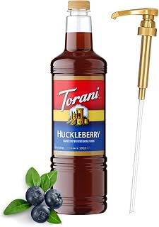 Torani Huckleberry Syrup 1L with Pump Wild Berry Flavoring for Sodas & Drinks