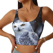 Sports Bras for Women,High Suppor Seamless Yoga Bra Workout Crop Tank Tops | Arctic Owl Running Bra Comfortable U Back Push Up Zero-Pressure Pullover T-Shirt Bra Medium
