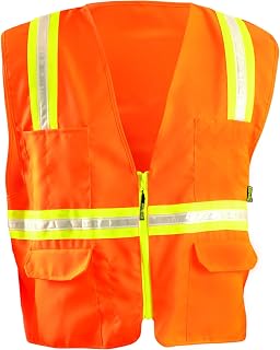 OccuNomix LUX-XTRANS-O2X Classic Solid Two-Tone Surveyor Vest, Non-ANSI, 2X-Large, Orange (High Visibility)