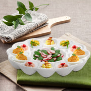 Hedume Ceramic Deviled Egg Tray, 12 Cup Capacity, White