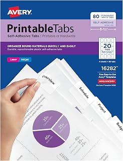 Avery Printable Self-Adhesive Index Tabs, 1-3/4" White, 1920 Tabs
