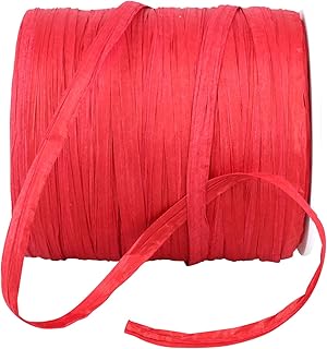 Reliant Ribbon 25124-065-01C Paper Raffia Ribbon, 1/4 Inch X 100 Yards, Red